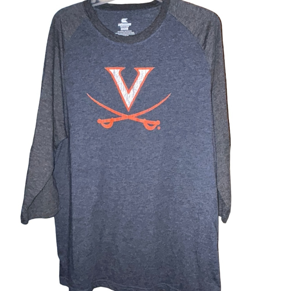 Men university of Virginia Cavaliers uva 3/4 sleeve tshirt xxl 2x